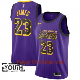 Los Angeles Lakers Trikot LeBron James 23 2018-19 Nike City Edition Lila Swingman - Kinder